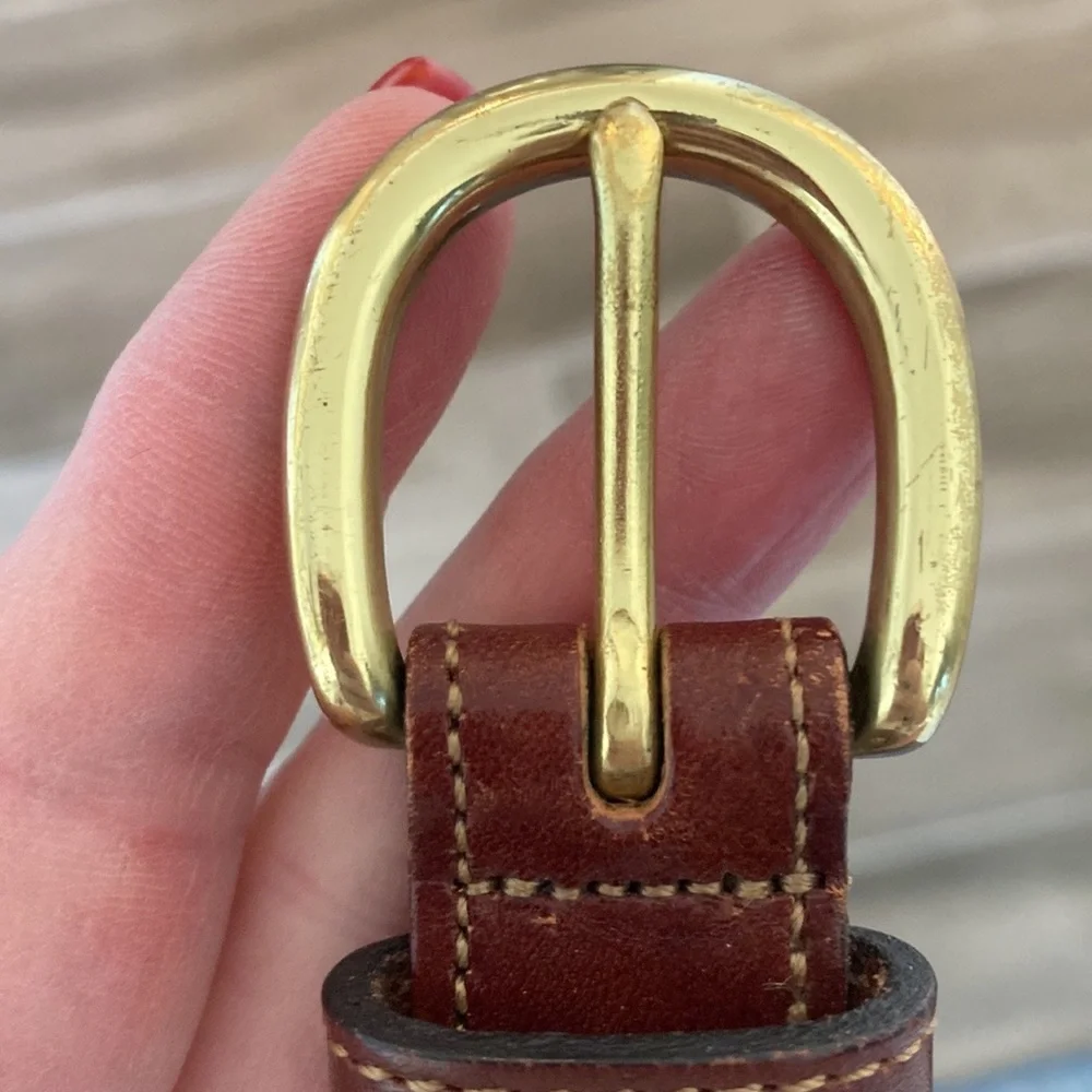 Trafalgar 32 black belt with leather and brass